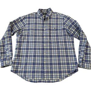 Ralph Lauren Button Down Shirt Men's Size  XL Blue Plaid Cotton Classic Preppy